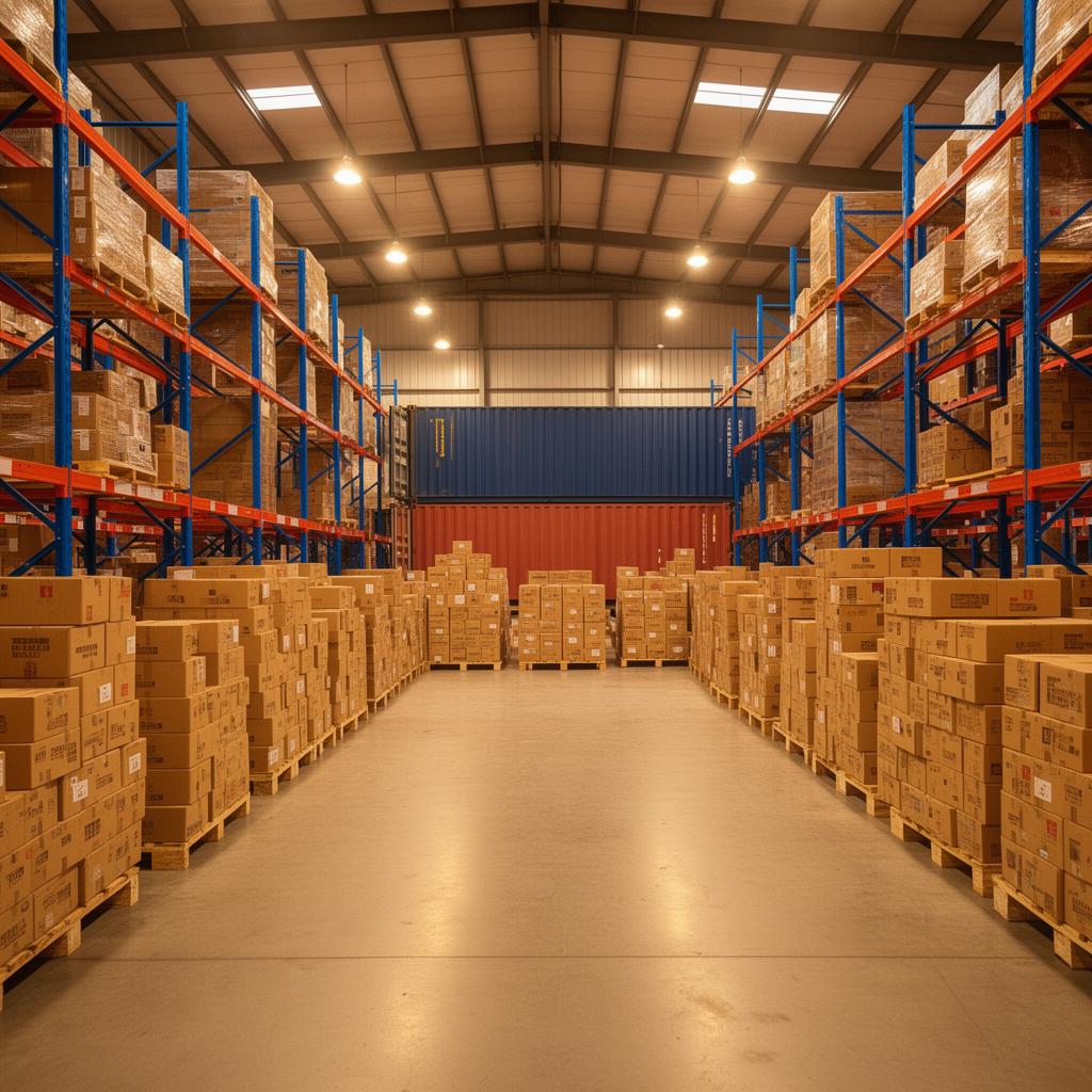 Inspector de calidad revisando productos en almacén